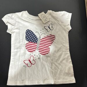 The Children's Place White Tee with Patriotic Butterfly